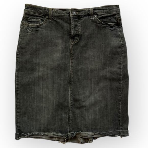 Mossimo Women's Vintage Y2K Gray Stretch Denim Button Fly Pencil Skirt Size 6 - Picture 1 of 10